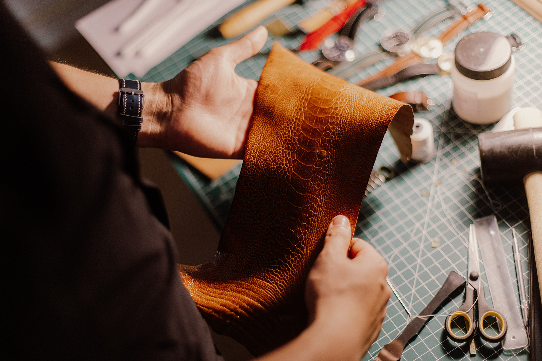 Fine calfskin and exotic leather materials.